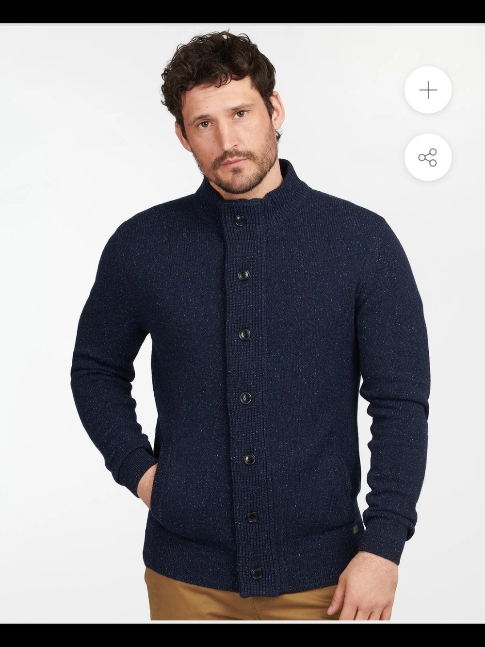 Men's Barbour Tilsbury Cardigan Blue Fleck Size Large